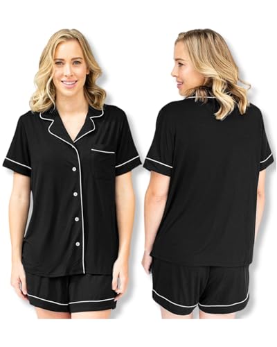 Kindred Bravely Clea Short Sleeve Pajama Set, Maternity & Nursing Sleepwear - color: Black, size: Small