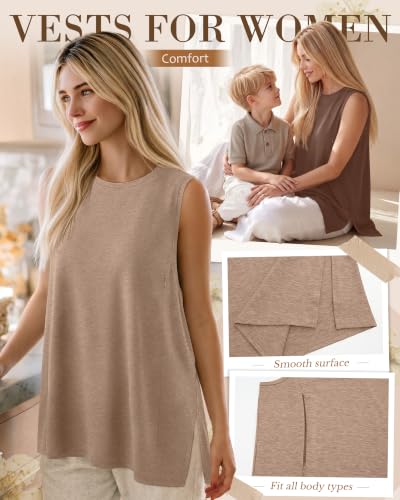 4 Pack Nursing Breastfeeding Tank Tops - color: Camel, Coffee, Cream, Gray Green, size: Medium