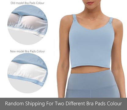 Foucome Nursing Tank Tops Longline Breastfeeding Workout Tops - color: Light Blue, size: Large