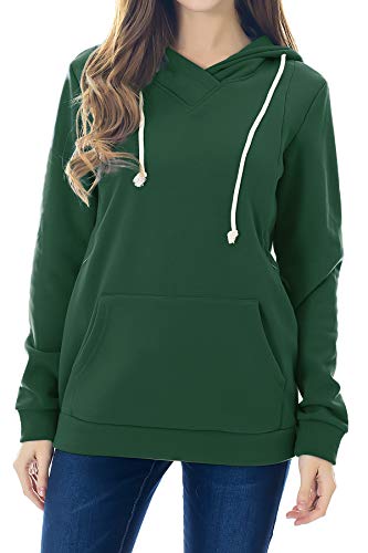 Smallshow Women's Fleece Maternity Nursing Sweatshirt Hoodie Kangaroo Pocket - color: Grass Green, size: Medium