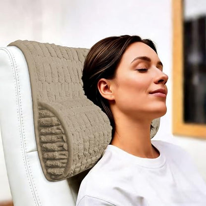 Memory Foam Recliner Neck Pillow. - color: Khaki, size: 17"W x 2.7"D