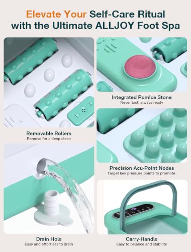 ALLJOY Foldable Foot Soaking Tub with Heat,Smart Touch Screen Foot Bath Spa - color: Green