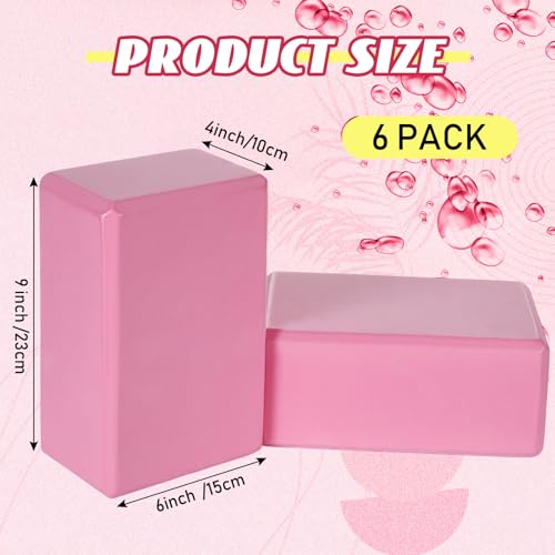 Wettarn 6 Pack EVA Yoga Blocks Bulk, Non Slip Pilates Brick - color: Pink