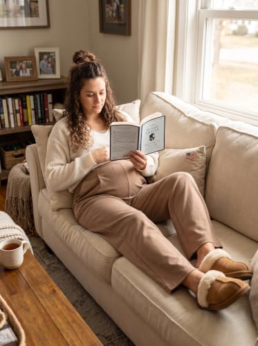 BLENCOT Maternity Pants Work Waffle Knit Wide Leg Pregnancy Trousers - color: Brown, size: Medium