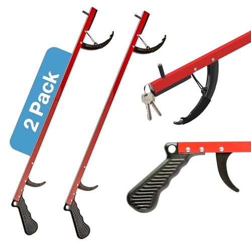 Sammons Preston Reacher, 26" Lightweight Grabber Reacher Tool with Magnetic Tip, Ergonomic Grip & Claw Jaw, Portable Reaching Aid for Seniors, Daily Living & Home Use, Standard Red, 2 pack - color: 26" Standard, Red, size: 2 Pack