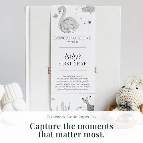 Duncan & Stone Baby Book First Year, Linen Memory Keepsake, Sage Green, 112 - color: Sage Green