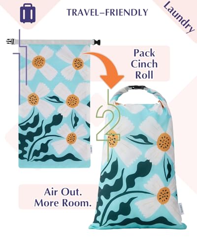 Gonex 6-Piece Compression Packing Cubes with Shoe & Laundry Bags - color: Flowers, size: 6 Set
