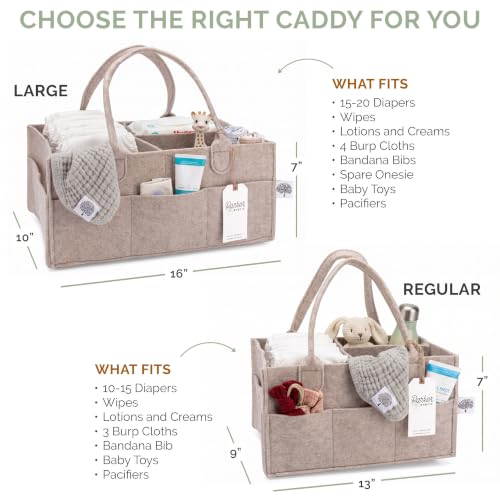 Parker Baby Co. Felt Diaper Caddy Organizer - Regular, Oatmeal - color: Oatmeal (Heathered Brown), size: Regular