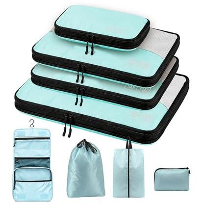 Compression Travel Packing Cubes for Carry On, 8-Piece Luggage Organizer - color: Blue--8 Set