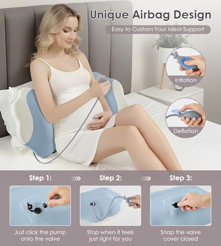 DONAMA Memory Foam Pregnancy Pillow for Sleeping, Cooling Maternity Pillow - color: Blue White