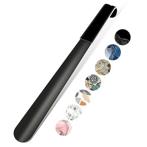 16.5 Inch Long Handle Shoe Horn for Seniors Men Women Kids, Metal Shoe Horns for Boots - color: Black