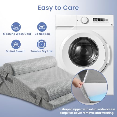 Sasttie Adjustable Wedge Pillow Set for After Surgery, Dark Grey - color: Dark Grey, size: Adjustable 9&12 Inch + 2 Head Pillows