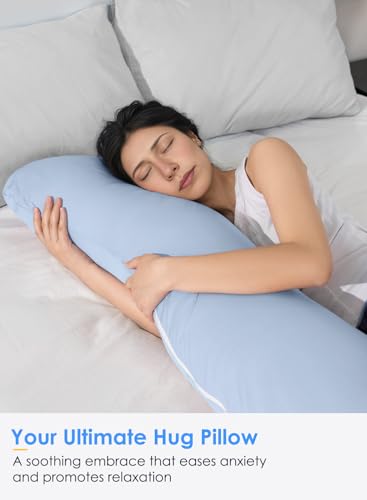 QUEEN ROSE Body Pillow for Side Sleepers, Cooling S Shaped Hug Pillow, Blue - color: Blue