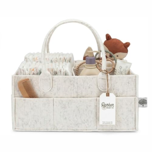 Parker Baby Co. Felt Diaper Caddy Organizer - Large, White - color: White (Heathered White), size: Large