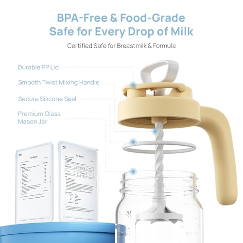 Papablic Breast Milk Pitcher, Formula & Baby Feeding Container, Yellow - color: Yellow