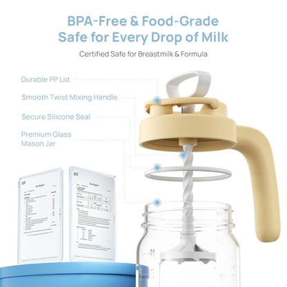 Papablic Breast Milk Pitcher, Formula & Baby Feeding Container, Yellow - color: Yellow