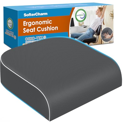 Seat Cushion, Memory Foam Office Chair Cushion, Gray, X-Large - color: Gray, size: X-Large