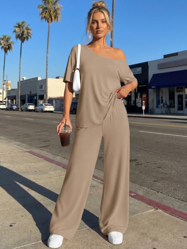 Trendy Queen Womens 2 Piece Lounge Sets Matching Comfy Outfits Clothing - color: Mocha, size: Medium