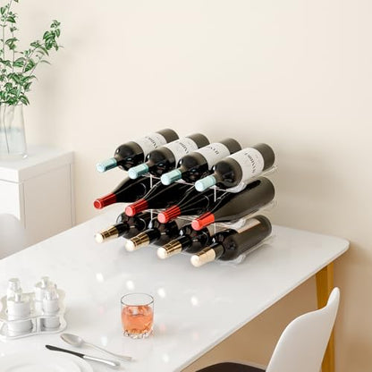 Yieach 2 Tier Stackable Wine Racks Countertop,Sturdy and Durable Wine Rack Free Standing Floor for Inside Cabinet,Clear Water Bottle Organizer and Wine Storage Racks Holder for Pantry,Table,Kitchen - size: 2 Pack-Hold 8 Bottle