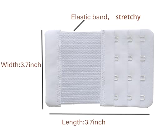 Bra Extenders 4 Hook Elastic Stretchy Bra Extensions Strap Comfortable 3pcs-Pack - color: Black, Beige, White, 4 Hook 3/4 Inch