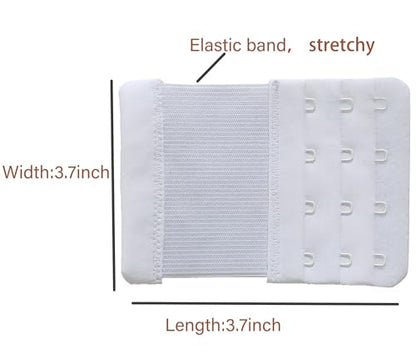 Bra Extenders 4 Hook Elastic Stretchy Bra Extensions Strap Comfortable 3pcs-Pack - color: Black, Beige, White, 4 Hook 3/4 Inch