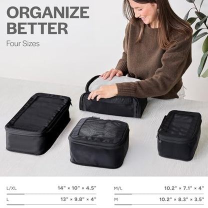Aerotrunk Compression Packing Cubes for Travel, 4-Pack, Black - color: Black, size: 4-Pack