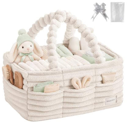 Blissful Diary Flannel Diaper Caddy Organizer & Gift Packaging, Cream Beige - color: Cream Beige