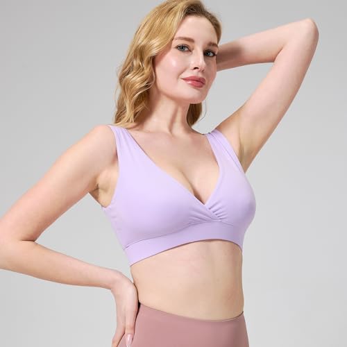 netdraw Buttery Soft Bamboo Viscose Nursing Seamless Sleep Bra - color: Purple, size: XX-Large