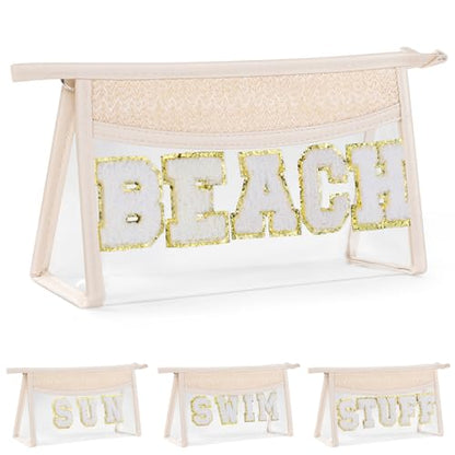 Etercycle Boho Patch BEACH Makeup Bag, Clear Waterproof Travel Beach Bag - style: Beach