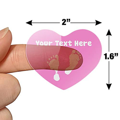 Personalized Custom 1 Line Baby Feet on Pink Shower Heart Shaped Planner - color: Clear