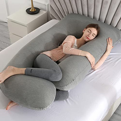 Elover U Shaped Pregnancy Pillow,Full Body Maternity Support - color: Cooling-dark Grey