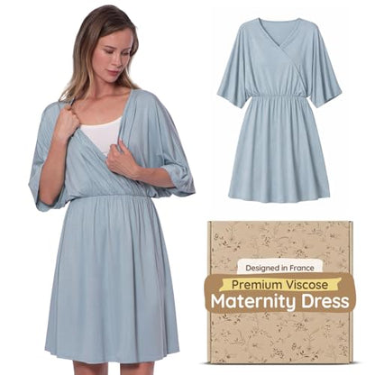 Maternity Dress - Botanical Collection - color: Blue, size: X-Large