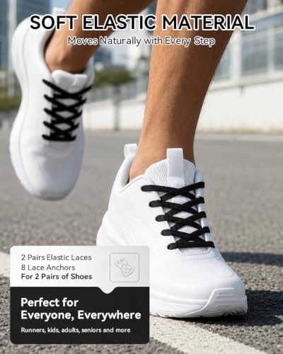 Teskyer Elastic Shoe Laces, No Tie Shoelaces for Sneakers, 2 Pairs - color: Pink