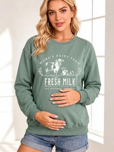 UNIQUEONE Women Nursing Sweatshirts for Breastfeeding - Friendly Zipper Maternity Sweater Long Sleeve Mama Pullover Tops - color: A-green, size: Medium