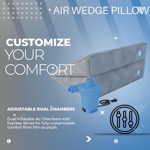 Boyd Sleep Adjustable Inflatable Wedge Pillow with Electric Pump