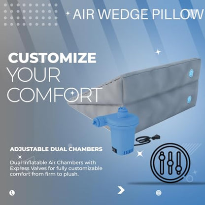 Boyd Sleep Adjustable Inflatable Wedge Pillow with Electric Pump