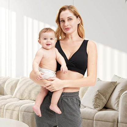 netdraw Women's Bamboo Viscose Nursing Sleep Bra - color: Black, size: Medium