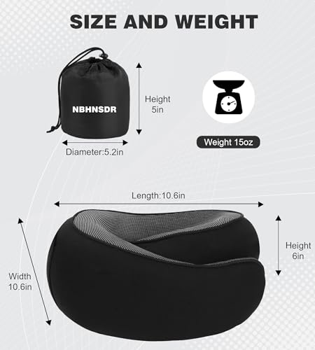 Hat-style travel neck pillow, upgraded version of airplane neck pillow - color: Black