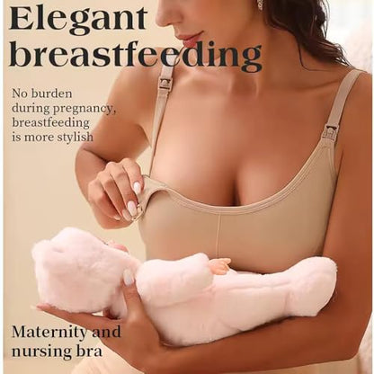 LiMira Nursing Bra Set, Wireless Soft Breathable, Detachable Adjustable Straps, Maternity Bras, 90% Polyamide 10% Elastane - size: Medium