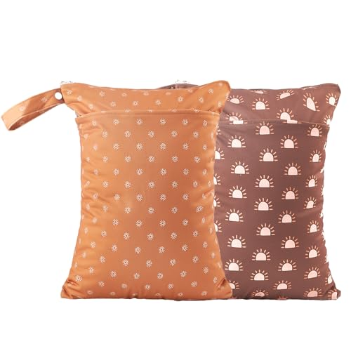 Waterproof Wet Dry Bags with Two Zippered Pockets and Handle - color: Brown