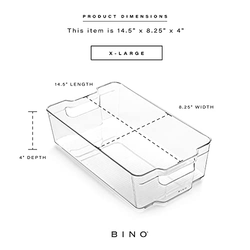 BINO | Stackable Storage Bins, X-Large - 8 Pack | THE STACKER COLLECTION | Clear Plastic Storage Bins | Organization Containers for Pantry & Fridge | Multi-Use Organizer Bin | BPA-Free - size: 4PK - X-Large (Pack of 2)