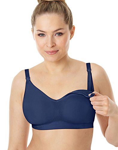 Playtex Women's Maternity Nursing Seamless Wirefree Full Coverage Bra US4956 - color: In the Navy, size: Large