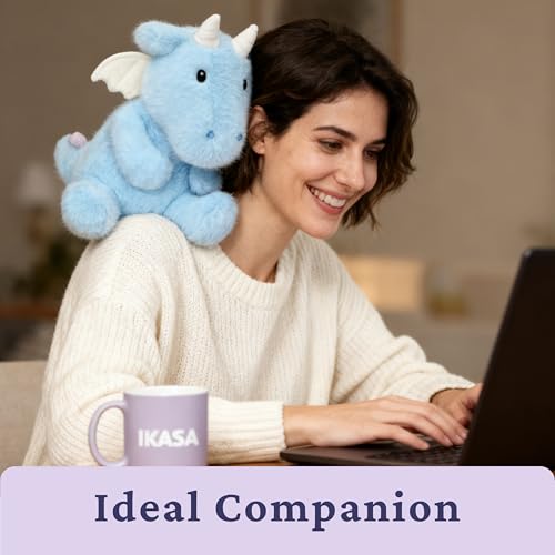 IKASA Microwavable Stuffed Animal Dragon Plush,Heating Weighted 1.5 lbs - color: Blue Dragon
