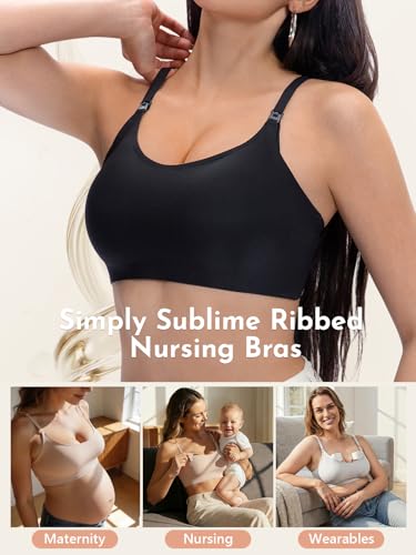 Seamless Wireless Nursing Bras for Breastfeeding Maternity 3PACK - color: Black/Beige/Brown, size: XX-Large