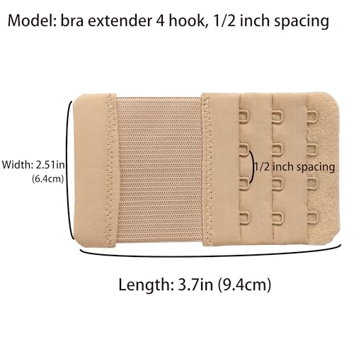 SAMGU Women's Bra Extenders 2 Hook/3 Hook/4 Hook/5 Hook/6 Hook Soft Stretchy - color: 4 Hook 1/2 Inch Spacing, Multicolor