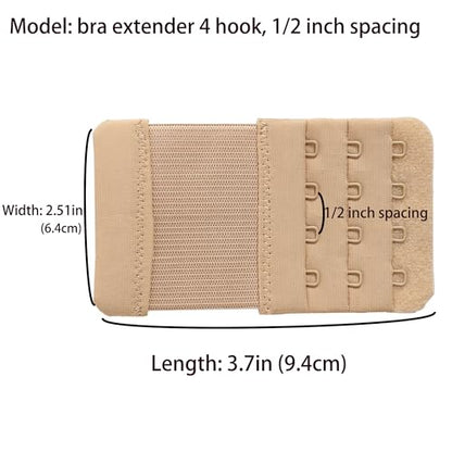 SAMGU Women's Bra Extenders 2 Hook/3 Hook/4 Hook/5 Hook/6 Hook Soft Stretchy - color: 4 Hook 1/2 Inch Spacing, Multicolor