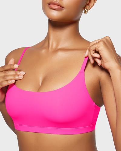 INLYRIC Women's Unlined Wireless Sports Bralette - color: Bright Pink, size: X-Small