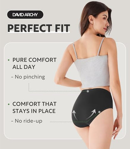 DAVID ARCHY Women's Bamboo Rayon Briefs, High-Waisted Underwear, 4/6 Pack - color: Black, size: X-Large