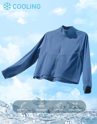 Soothfeel Women's Athletic Lightweight Jacket UPF 50+ Sun Protection Shirts - color: Blue, size: Medium