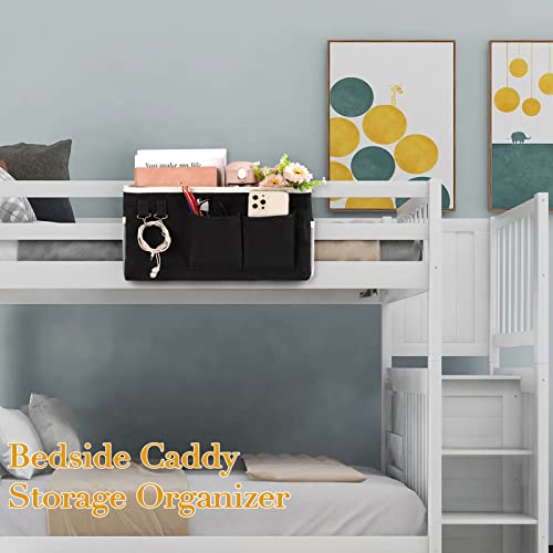 Bedside Caddy Bedside Storage Bag for Headboards/Bunk Bed - color: 2PC Black